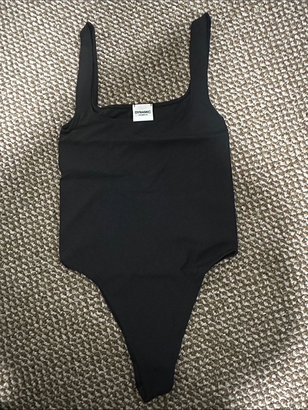 Dynamic Black Square-Neck Bodysuit - Sleek Everyday Staple